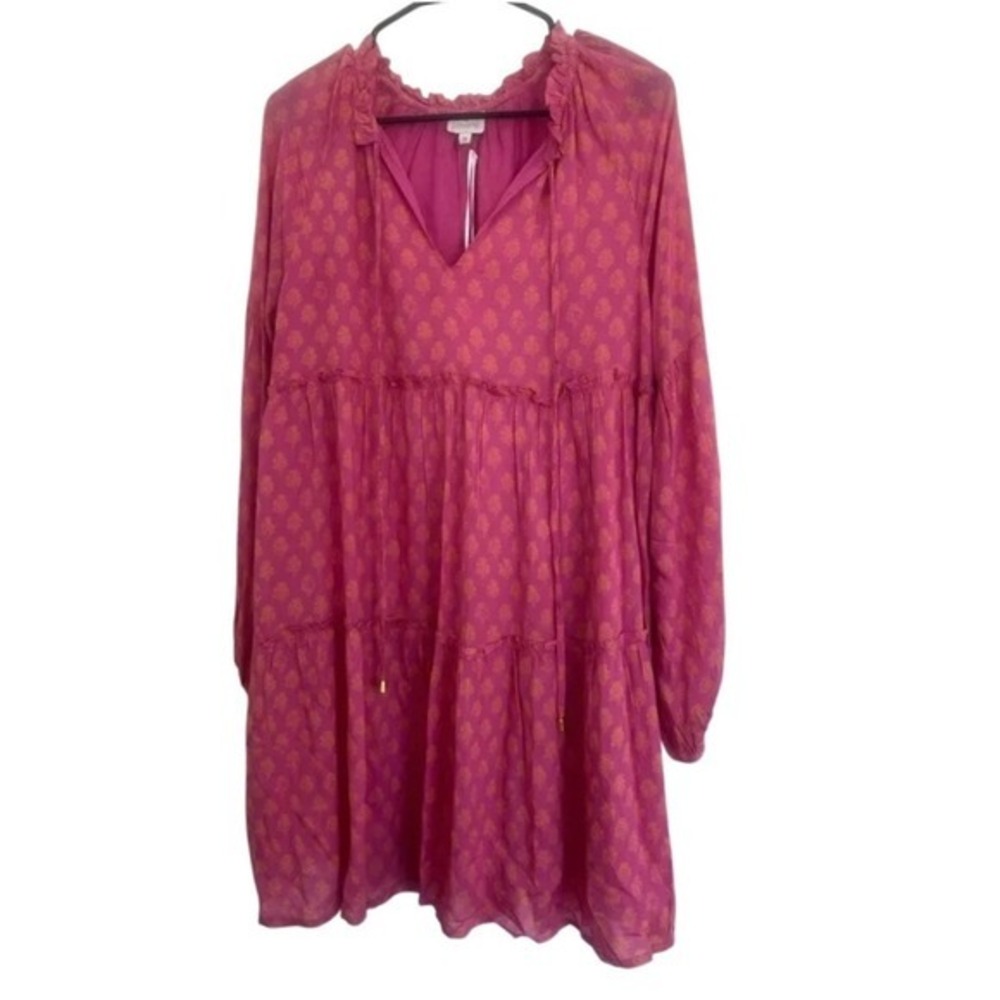 J. Marie NWT Boho Cottagecore Women’s Dress M Pink Orange Floral‎ Flowy Viscose